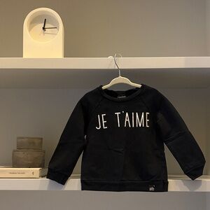 Kids Black 'Je T'aime' Sweatshirt - Cozy Everyday Crew